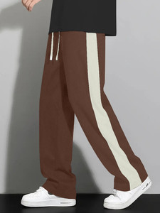 KAJARU Colorblock Men Brown Track Pants