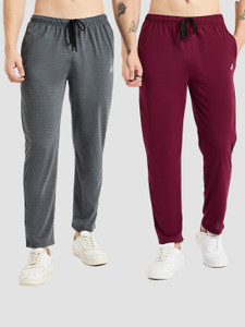 Modeve Solid Women Grey, Maroon Track Pants