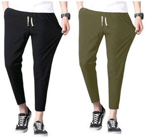 BTMZ Solid Men Olive, Black Track Pants