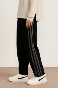 CULISH Striped Men Black Track Pants