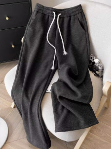PRAVAHA Solid Striped Grey Track Pants Men Women - Image 4