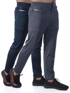 KHOZI Solid Men Blue, Grey Track Pants