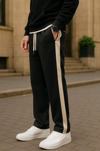 NFTrenzify Striped Men Black Track Pants