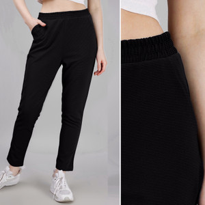 leewan Solid Women Black Track Pants