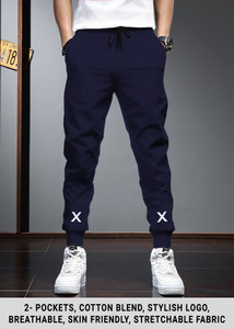 TRIPR Printed Men Dark Blue Track Pants