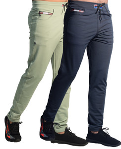 KHOZI Solid Men Light Green, Grey Track Pants