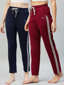 BLINKIN Striped Women Maroon, Blue Track Pants