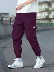 BEING WANTED Solid Men Maroon Track Pants