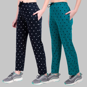 JECKWARD Polka Print Women Blue Track Pants