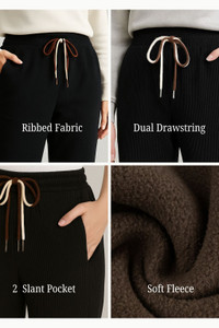 Chrome & Coral Solid Women Black Track Pants