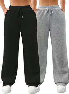watto Solid Women Black, Grey Track Pants