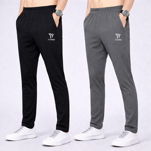 YUNEK Printed Men Black, Grey Track Pants