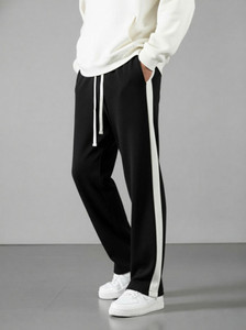 INDICLUB Colorblock Men Black, White Track Pants