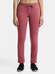 JOCKEY 1301 Super Combed Cotton Elastane Stretch Solid Women Pink Track Pants