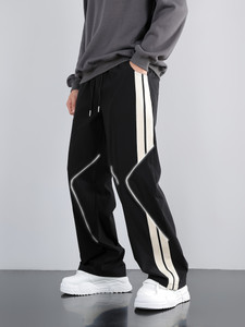 AZLANE Striped Men Black Track Pants