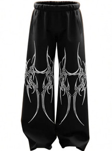 Genrexity Printed Men & Women Black Track Pants