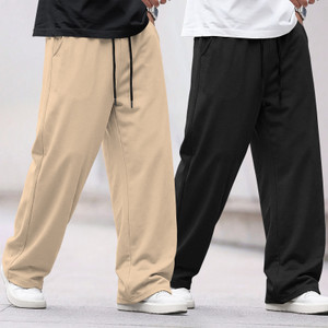 Tesseract Men Beige, Black Track Pants Pack of 2 - Image 6