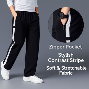 Divkush Striped Men Black Track Pants