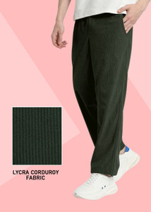 INDICLUB Self Design Men Dark Green Track Pants