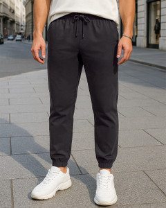 BEWAKOOF Solid Men Black Track Pants