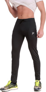 Fitinc Solid Men Black Track Pants