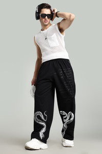 XtremeX Pure Cotton Black Mamba Unisex Joggers (L) Printed Men