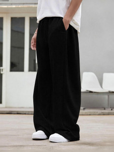 vownz Solid Men & Women Black Track Pants