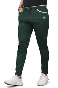 SilkGrid Solid Men Dark Green Track Pants