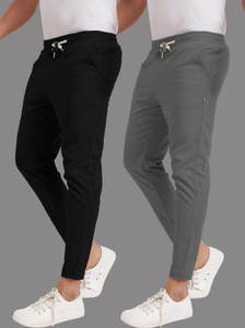 Yazole Solid Men Black, Grey Track Pants