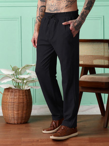 FOXTER Solid Men Black Track Pants