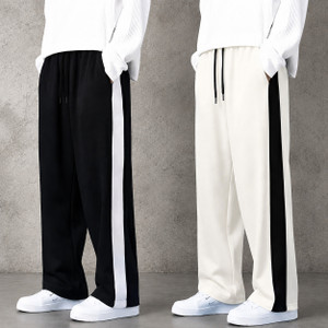 Kabuda Colorblock Men Black, White Track Pants Pack of 2 - Image 4