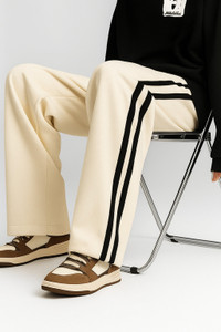 NFTRENDLYY Striped Men Beige Track Pants