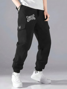 VCANEE Printed Men Black Track Pants