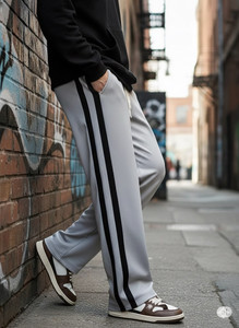 KEESUN Striped Men Grey Track Pants