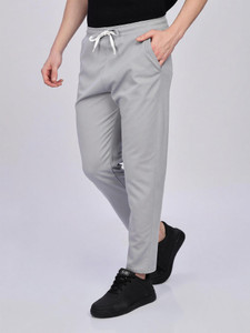 FOXTER Solid Men Silver Track Pants