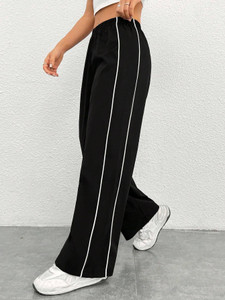 DL Fashion Solid Women Black Track Pants