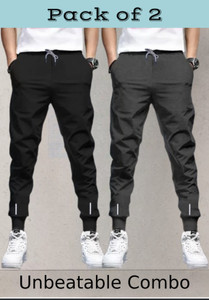 Reya Solid Men Black, Grey Track Pants