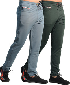 KHOZI Solid Men Green, Light Blue Track Pants