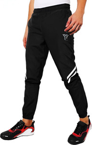 YUNEK Printed Men Black Track Pants