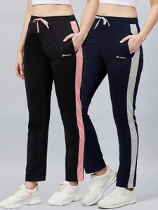 BLINKIN Striped Women Black, Blue Track Pants