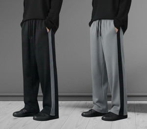 yanexa 2-Pack Men Striped Black, Grey Track Pants - Image 1
