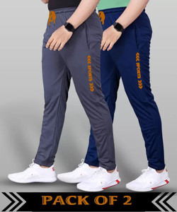 MSREALSON Printed Men Grey, Dark Blue Track Pants