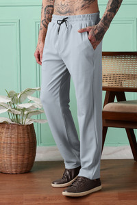 फॉक्सटर पुरुषों के लिए सॉलिड सिल्वर ट्रैक पैंट