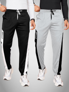 Yazole Colorblock Men Black, Grey Track Pants Pack of 2 - Image 5