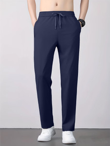 Lripsome Solid Men Dark Blue Track Pants