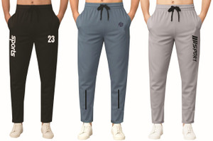 फ्लाइज़न पुरुषों के लिए सॉलिड काला, ग्रे ट्रैक पैंट