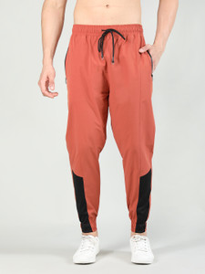 CHKOKKO Solid Men Orange Track Pants
