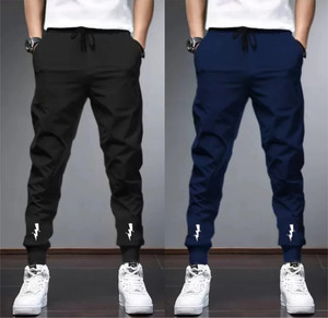 Riksaw Chevron/Zig Zag Men Black, Dark Blue Track Pants