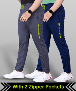 EYSTONE Printed Men Grey, Dark Blue Track Pants