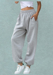 Q-Rious Solid Women Grey Track Pants
